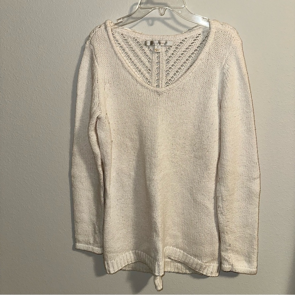 LC Lauren Conrad Elegant White Knit Sweater size M - Picture 3 of 5